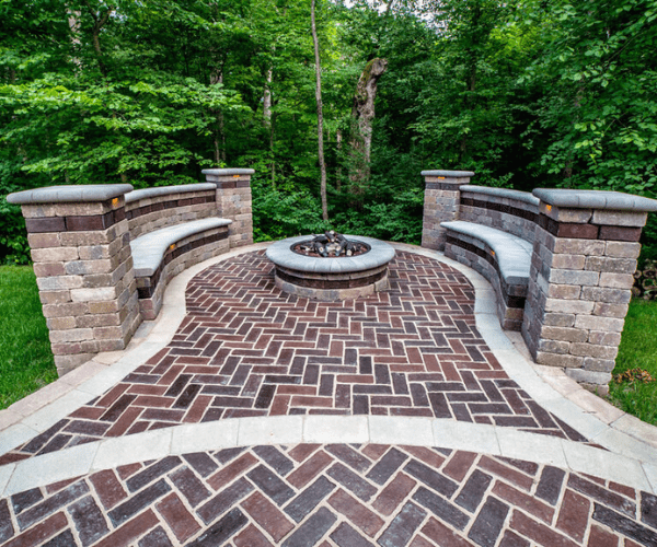 Herringbone paver patio with brick likeness