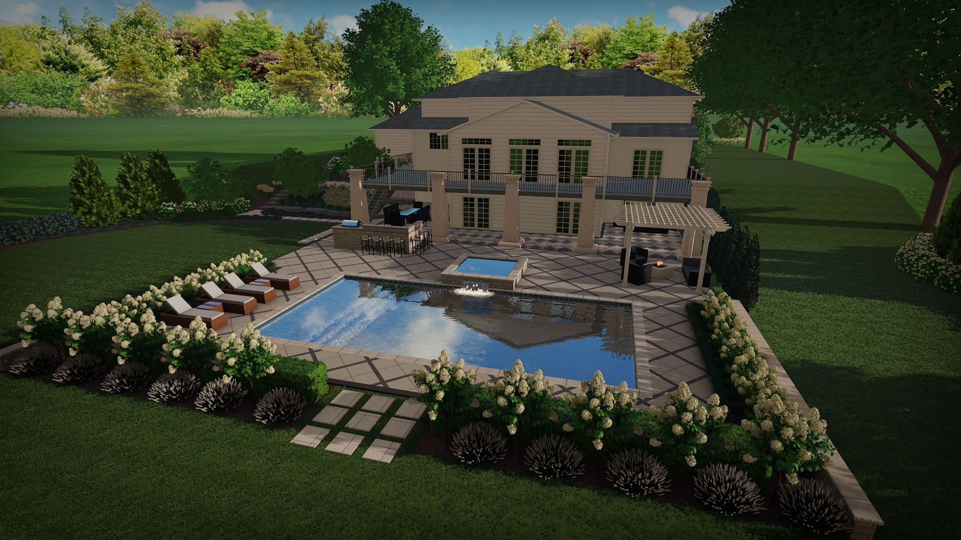 3D Rendering of Luxury Pool 3D Rendering of Luxury Pool & Outdoor Living Space